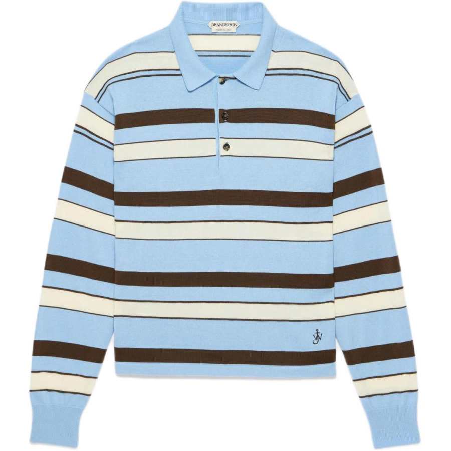 Jw Anderson Knitted Striped Polo Top