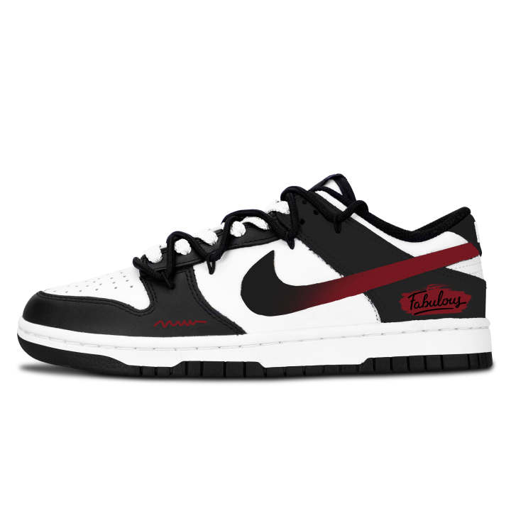 Nike Nike Dunk Black White, Black Crimson Radiance Abrasion Resistant Abrasion Resistant Low top Skateboard Shoes Unisex Red
