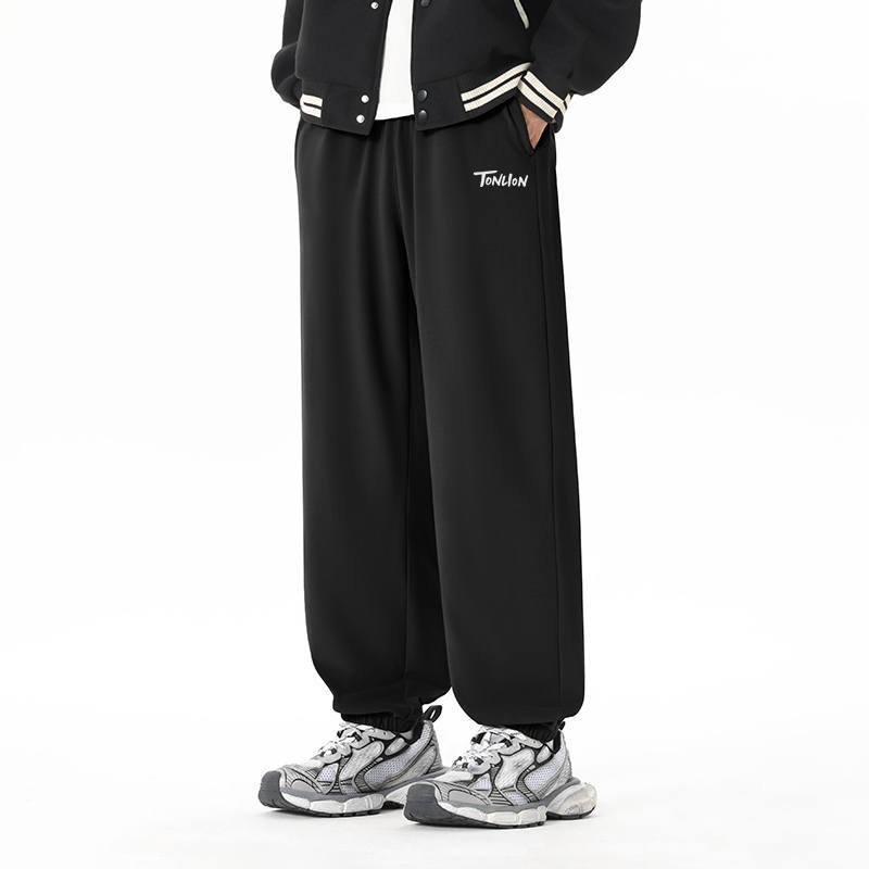 Tonlion Casual Pants Unisex Thickened And Fleece Lined Cuffed Pants