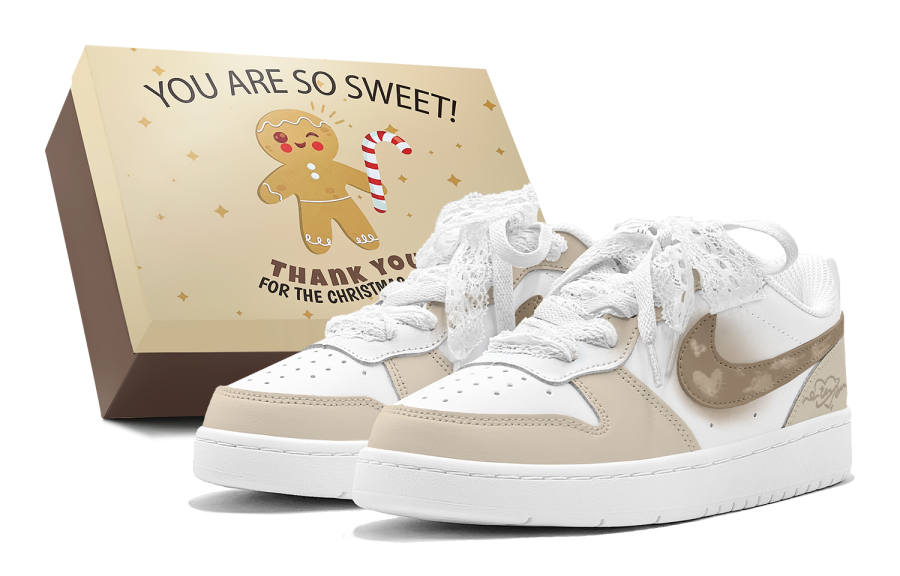 Nike Nike Court Borough Mocha Icing, Heart Cloud, Lace Shoelace, Dreamy, Girlish Low top Skateboard Shoes Women's Brown
