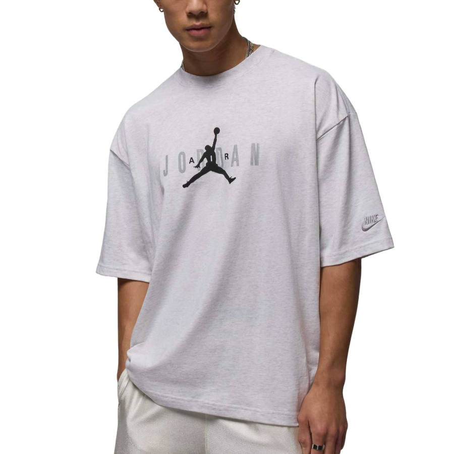 Jordan Jordan Brooklyn T Shirts Men's Birch Heather Crew Neck Moderate Straight Fit