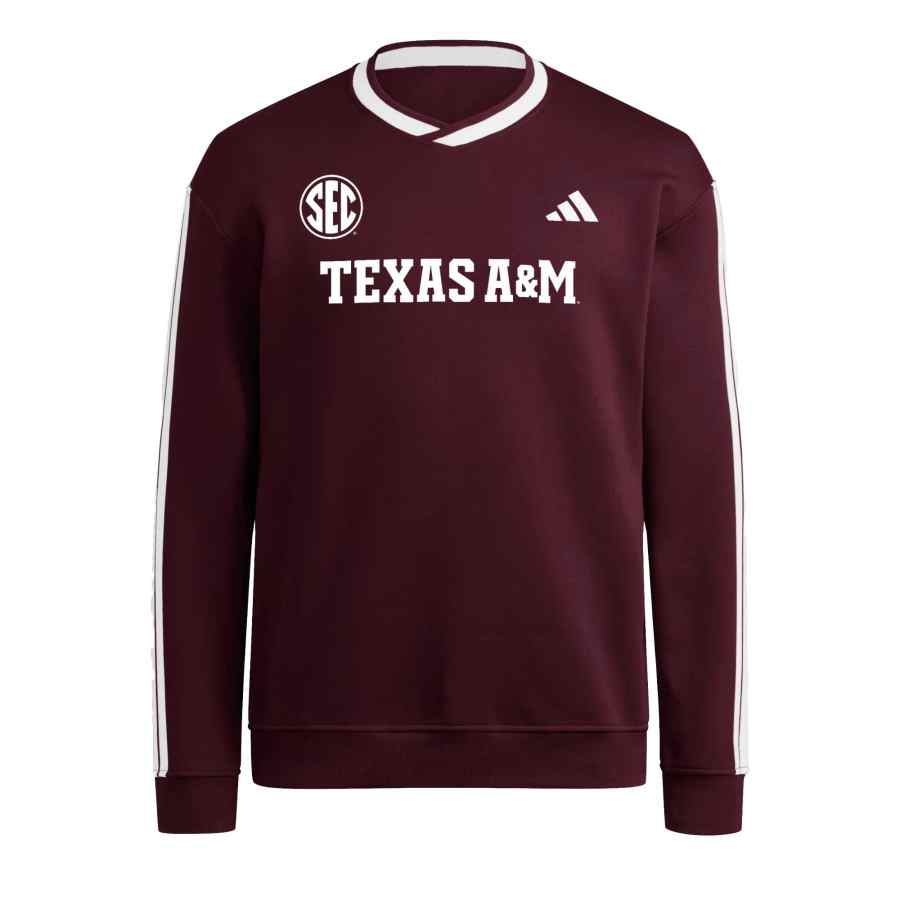 Adidas Adidas Aggies Sweatshirts Men's Chestnut/White Crew Neck Moderate Regular