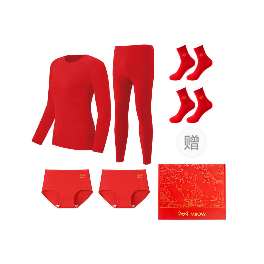 MIIOW Prosperity Zodiac Year Collection Thermal Set Women's Box+Gift Bag Set Red