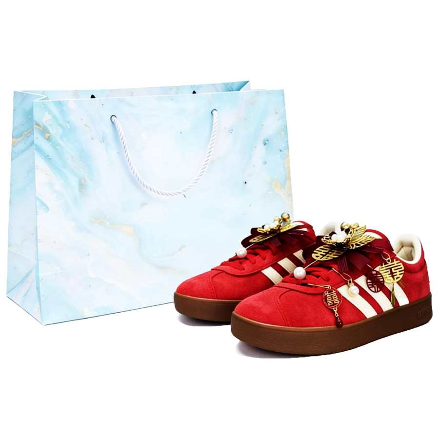 Adidas Adidas Vl Court Classic Slip Resistant Abrasion Resistant Low top Skateboard Shoes Unisex Red