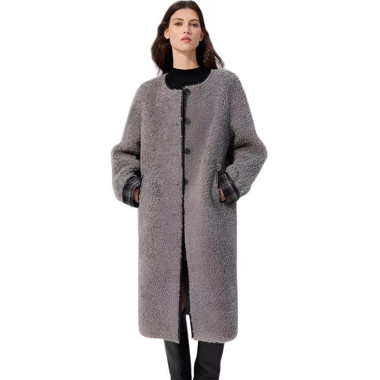 ELLE Velvet Jackets Women's Dark Gray Scarf Collar Thickened