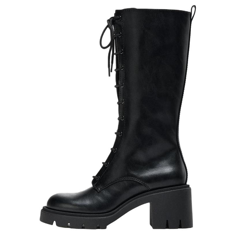 ZARA Pu Knee high Boots 7.5cm Women's Black