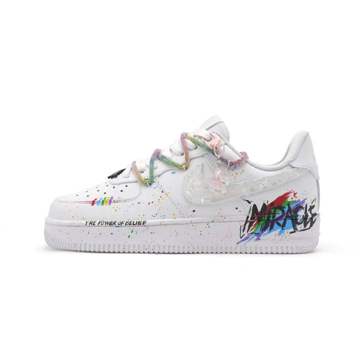 Nike Nike Air Force 1 Sparkling Coverage Abrasion Resistant Low top Skateboard Shoes Unisex Red Blue