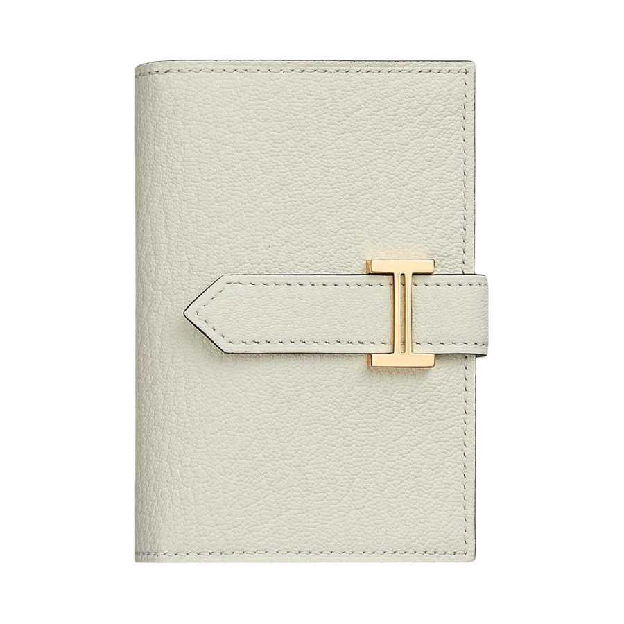 HERMES Bearn Chevre Mysore Goatskin Wallet Mini Women's 0T Mushroom White