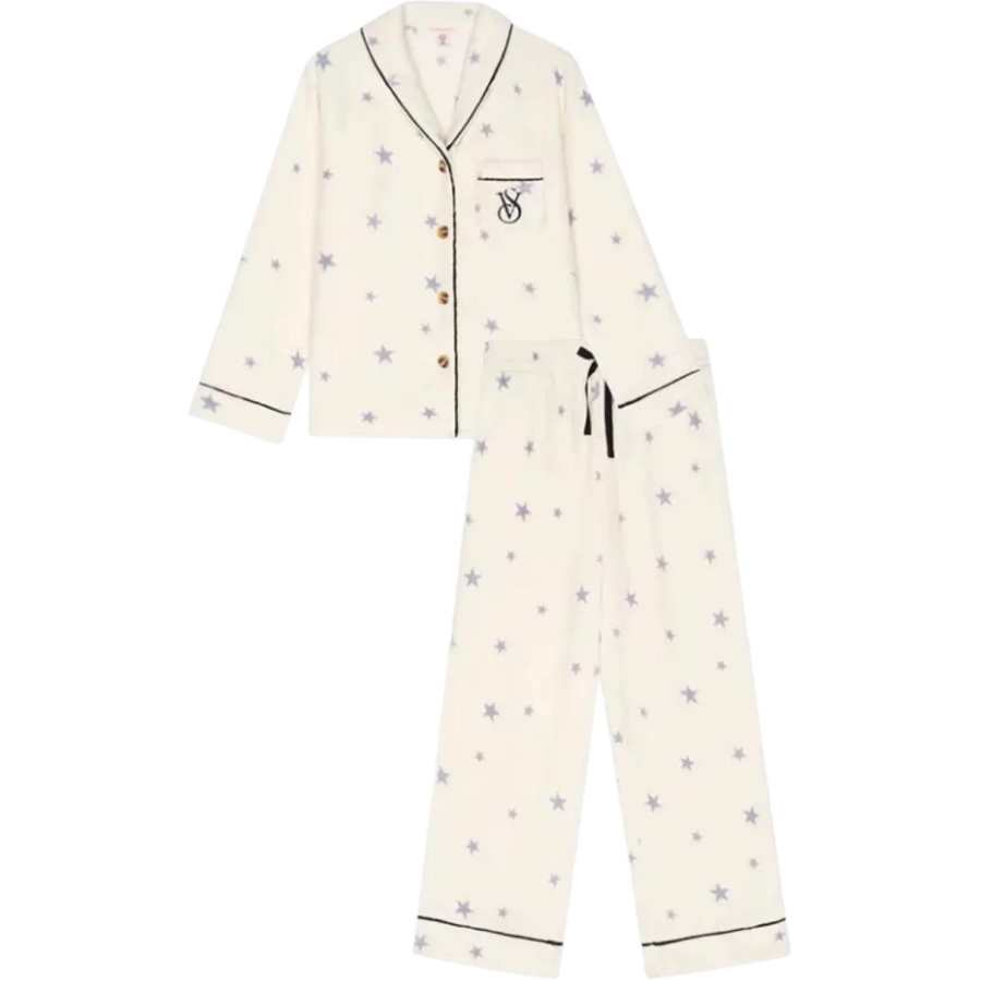 Victoria's Secret Pajama Set Plumping Soft And Fitting Warmth Instantly Women's Sky Blue Star