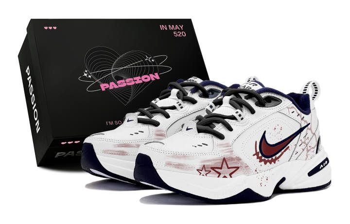 Nike Nike Air Monarch 4 Star Crackle, Individual Trendy, Graffiti Low top Chunky Sneakers Unisex Dark Red