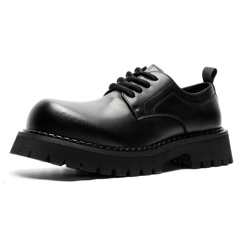 Lanza Premium Aesthetic Minimalist Wide Base Large Head Paris Derby Style Commute Casual Leather Shoes Men's
