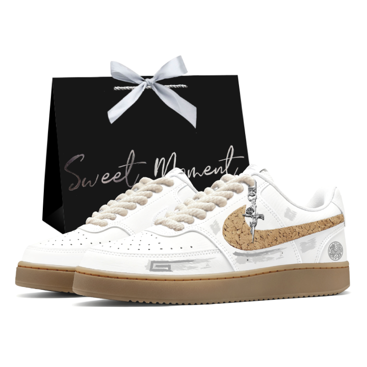 Nike Nike Court Vision 1 Galloping Horse Soaring Low top Skateboard Shoes Men's White Brown