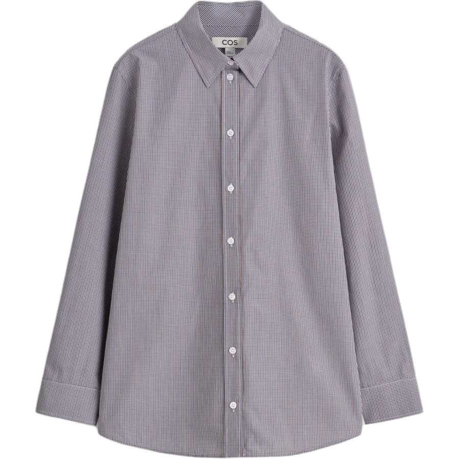 COS Shirts Women's White/Blue Pointed Collar