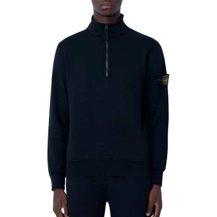 STONE ISLAND Sweatshirts Men's Black Stand Collar Moderate