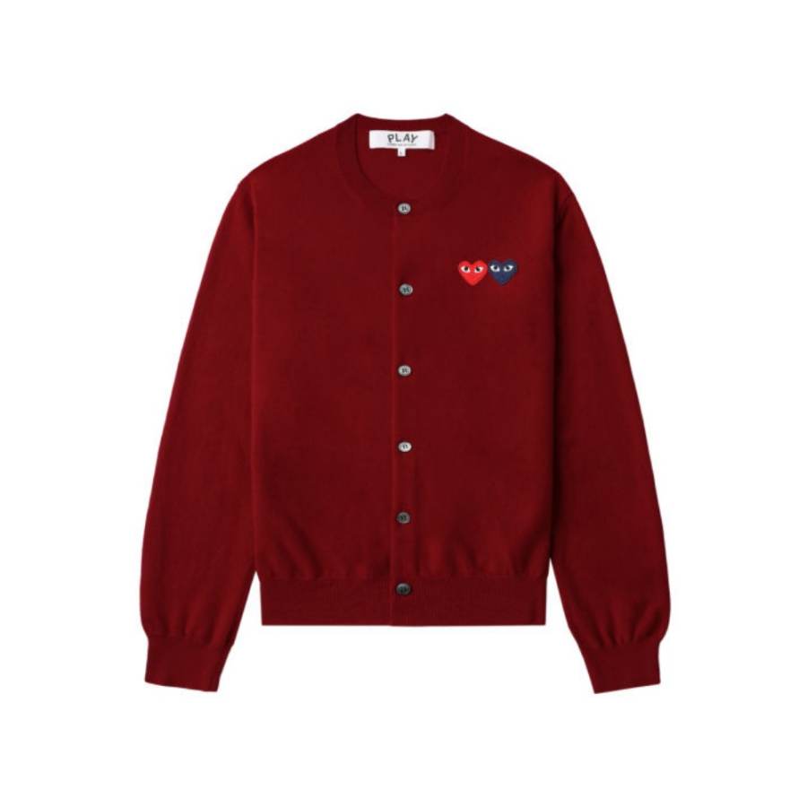 CDG Play Knitwear Unisex Burgundy Crew Neck Moderate