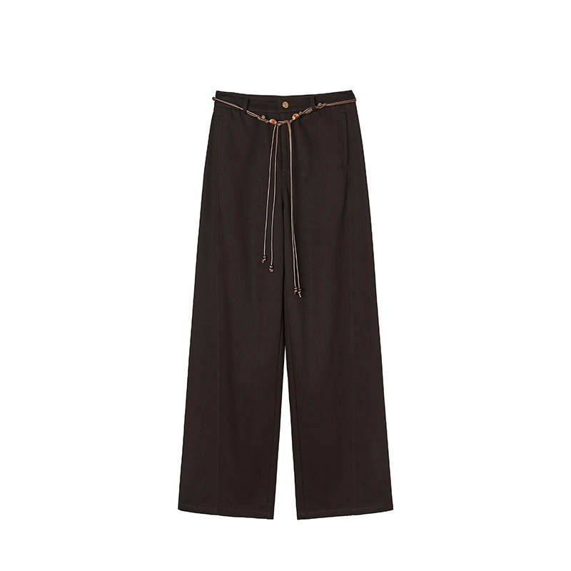 XIANGYING Jeans Women's Coffee Moderate Wide Leg Pants