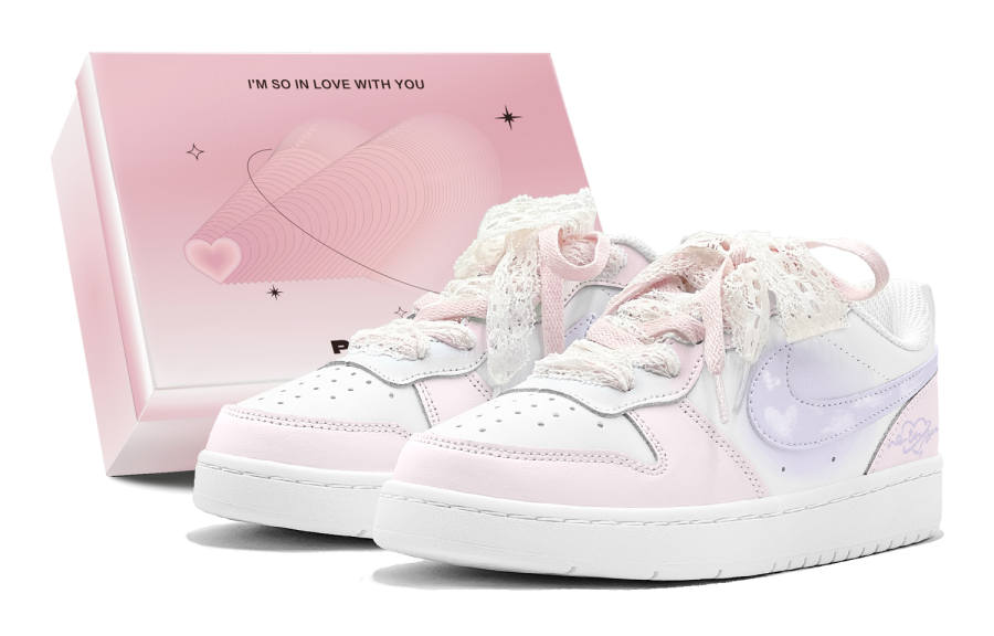 Nike Nike Court Borough Couple's, Purple Charm Frost, Heart Cloud, Lace Shoelace, Dreamy, Girlish Low top Skateboard Shoes