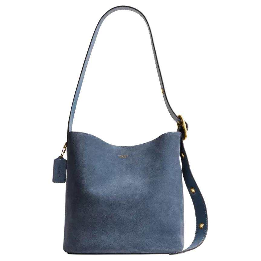 COACH Bleecker Suede Shoulder Bag Large Women's Denim Blue