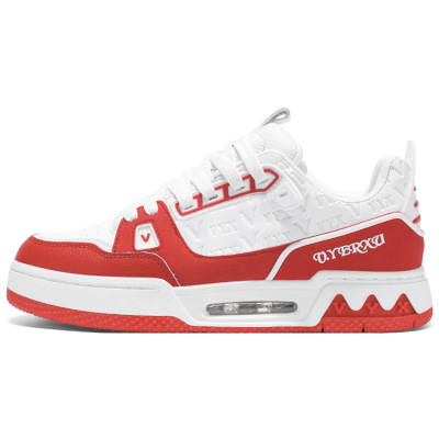 V.YERXU Air Trainer Versatile Casual Red Height Increasing Abrasion Resistant Low top Skateboard Shoes Unisex