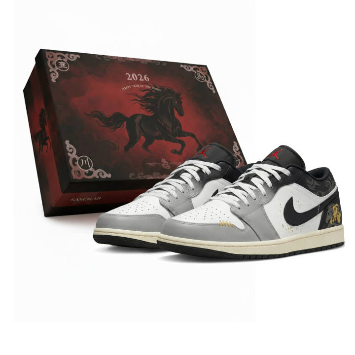 Jordan Jordan Air Jordan 1 Low CNY Horse Year, Three Times Laboratory, Silver Horse Gilded, Box Abrasion Resistant