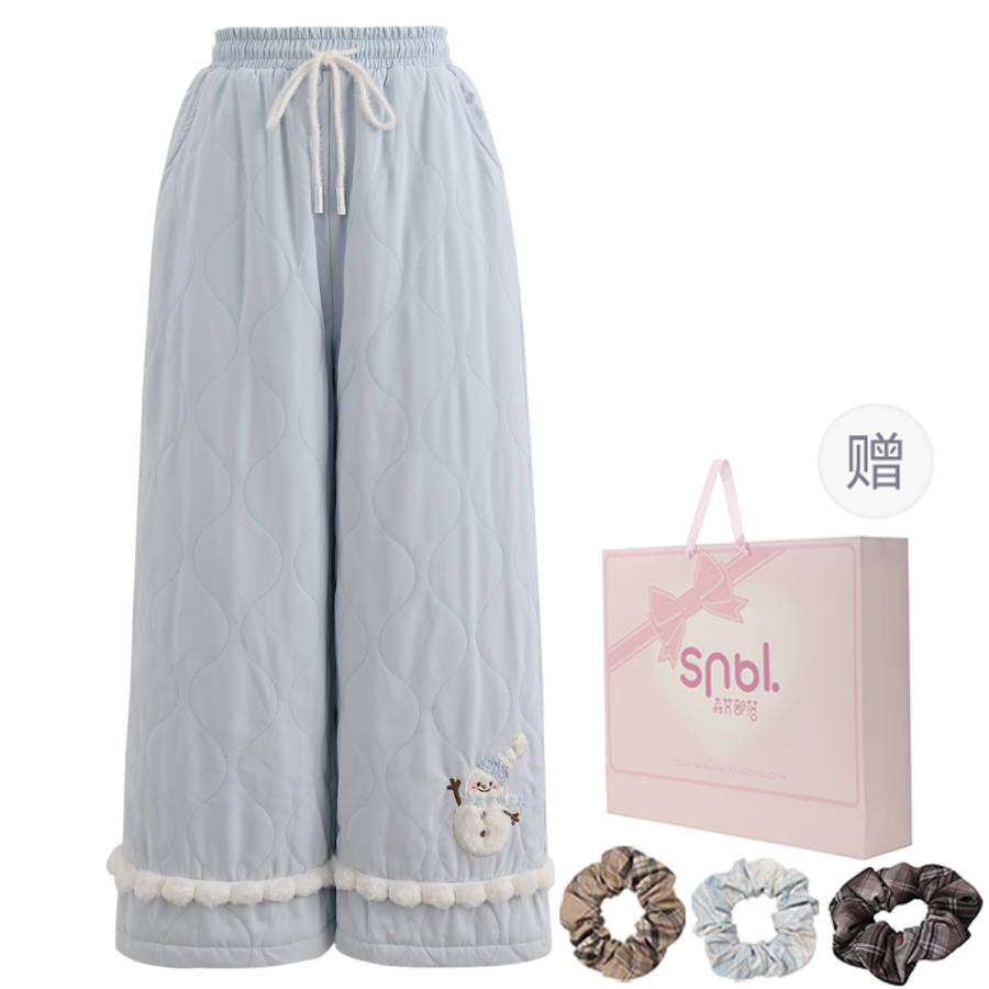 SNBL Casual Pants Women's Blue Thickened Straight Fit Pants