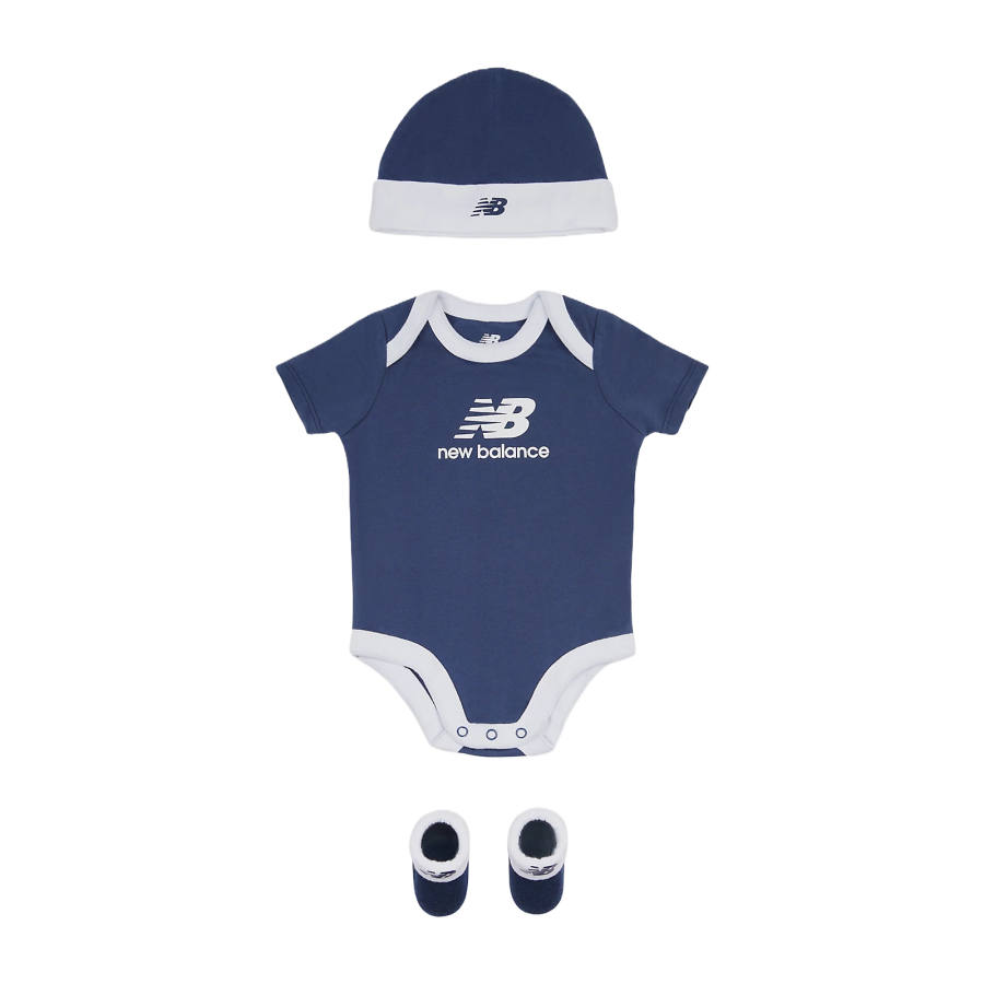 New Balance New Balance Jumpsuits & Crawlers Stacked Logo Infant Set Three Piece Set Infant And Toddler