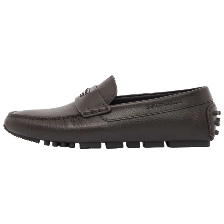 EMPORIO ARMANI Saffiano Casual Leather Shoes 1.4cm Men's Brown