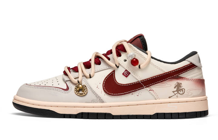Nike Nike Dunk Red Rhythm Red Horse MONE Manufacturing Wear resistant And Lightweight Low top Skateboard Shoes Men's Ecru
