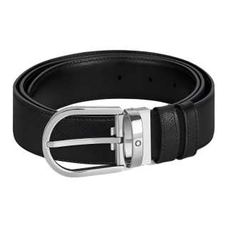 MONTBLANC Leather Belts Men's Black Width 3.5cm