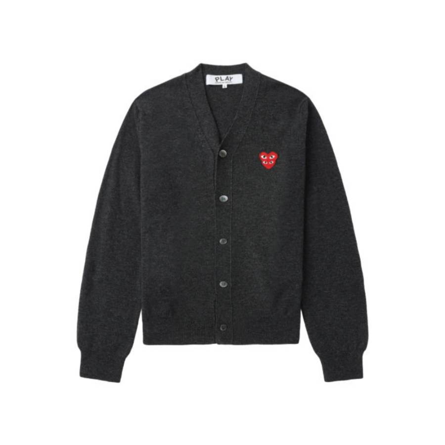 CDG Play Knitwear Unisex Dark Gray V Neck Moderate
