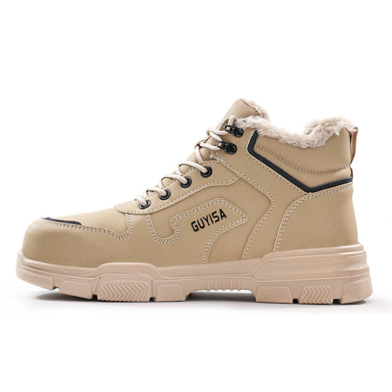GUYISA Steel Closed Toe Impact Resistant Puncture Resistant Winter Fleece Lined High Top Safety Anti Slip Shoes Unisex