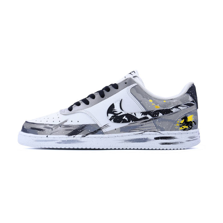 Nike Nike Court Vision 1 Swift Gallop Leather Abrasion Resistant Breathable Low top Skateboard Shoes Men's Black White Gray