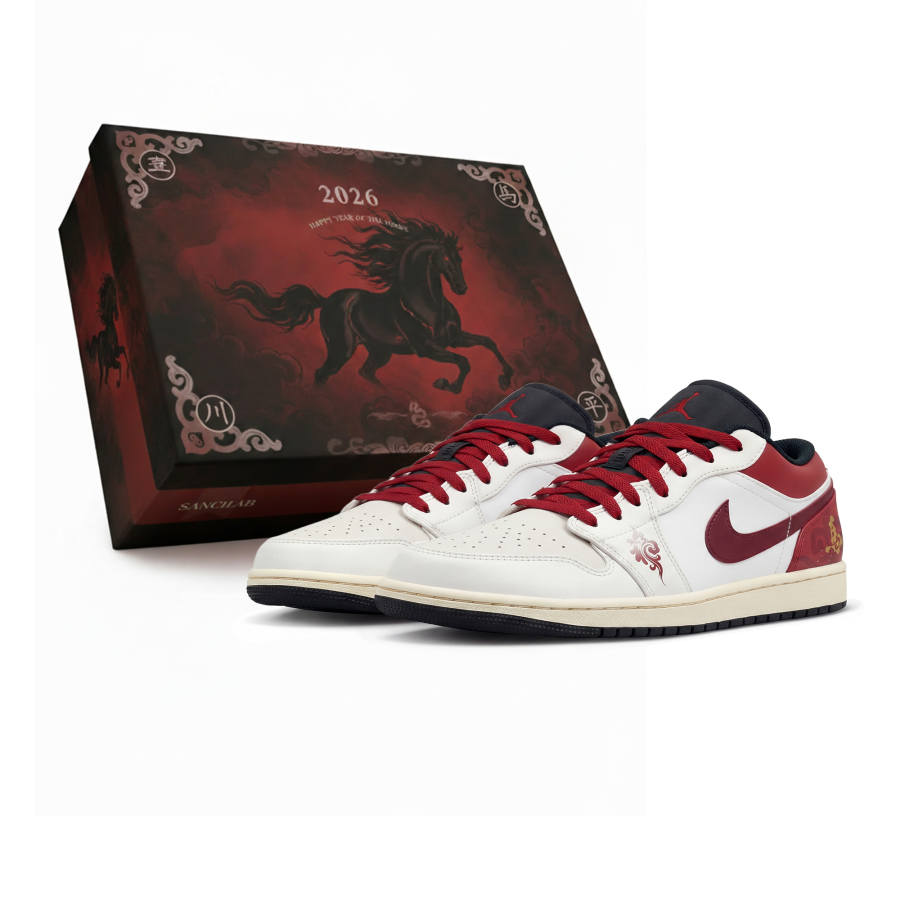 Jordan Jordan Air Jordan 1 Low CNY Horse Year, Three Times Laboratory, Auspicious Horse Reflects Red, Box Abrasion Resistant