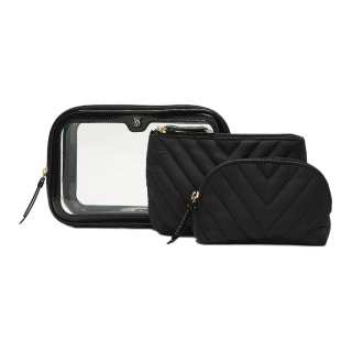 Victoria's Secret Black V Shaped Quilting Makeup Bags Portable Storage