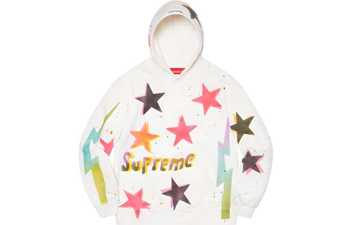 Supreme Supreme Week 1 Gonz Stars Hooded Sweatshirt Stars Pattern Fall Hooded Fleece Lined American Trendy Sweatshirt Unisex