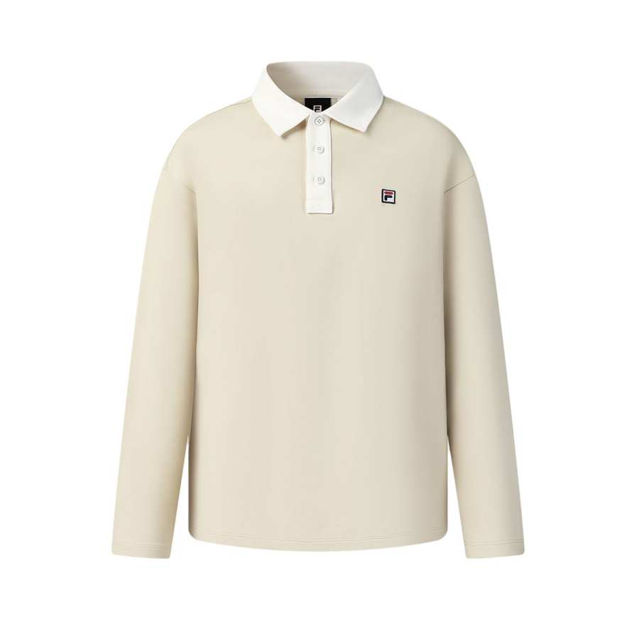 FILA Tennis Polo Shirts Men's Eying Apricot Prunus Armeniaca Fruit Polo Collar Moderate Straight Fit