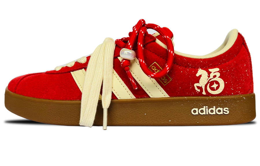 Adidas Adidas Vl Court Classic Abrasion Resistant Slip Resistant Low top Skateboard Shoes Unisex Red