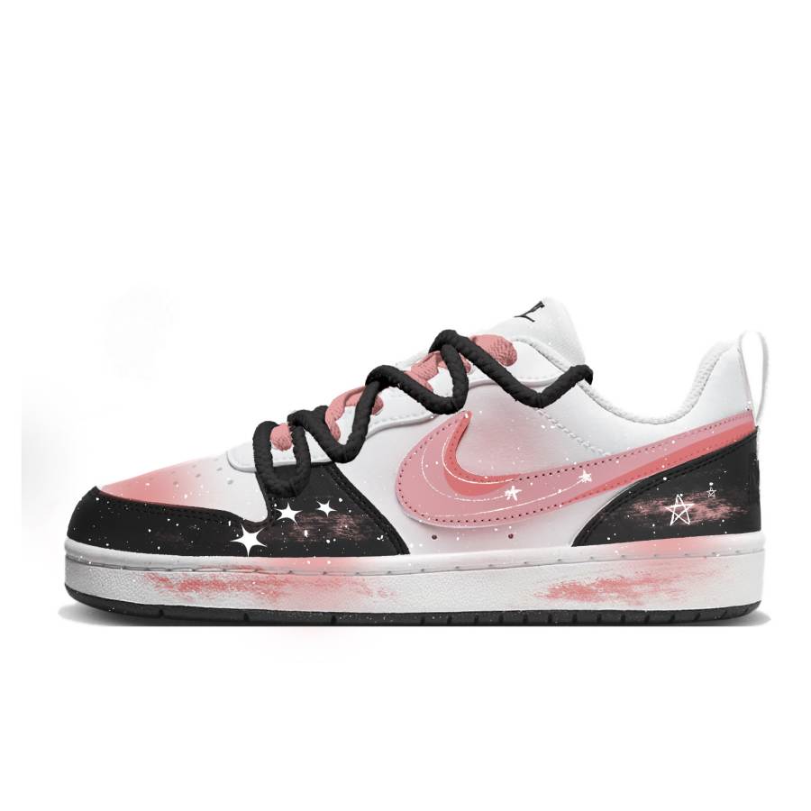 Nike Nike Court Borough Peach Pink Starry Sky, Fashion, Sweet Spicy, Gothic, Girlish Synthetic Leather Trendy Low top