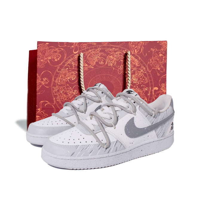 Nike Nike Court Vision 1 Silver Frost Swift Shadow Abrasion Resistant Low top Skateboard Shoes Unisex White Gray