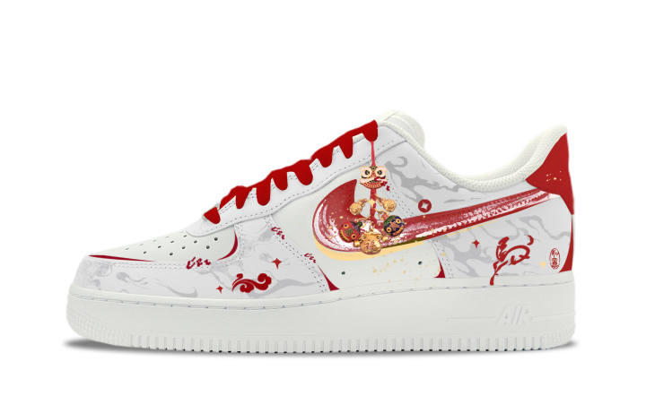 Nike Nike Air Force 1 Blessing Greetings Abrasion Resistant Slip Resistant Low top Skateboard Shoes Unisex Red White