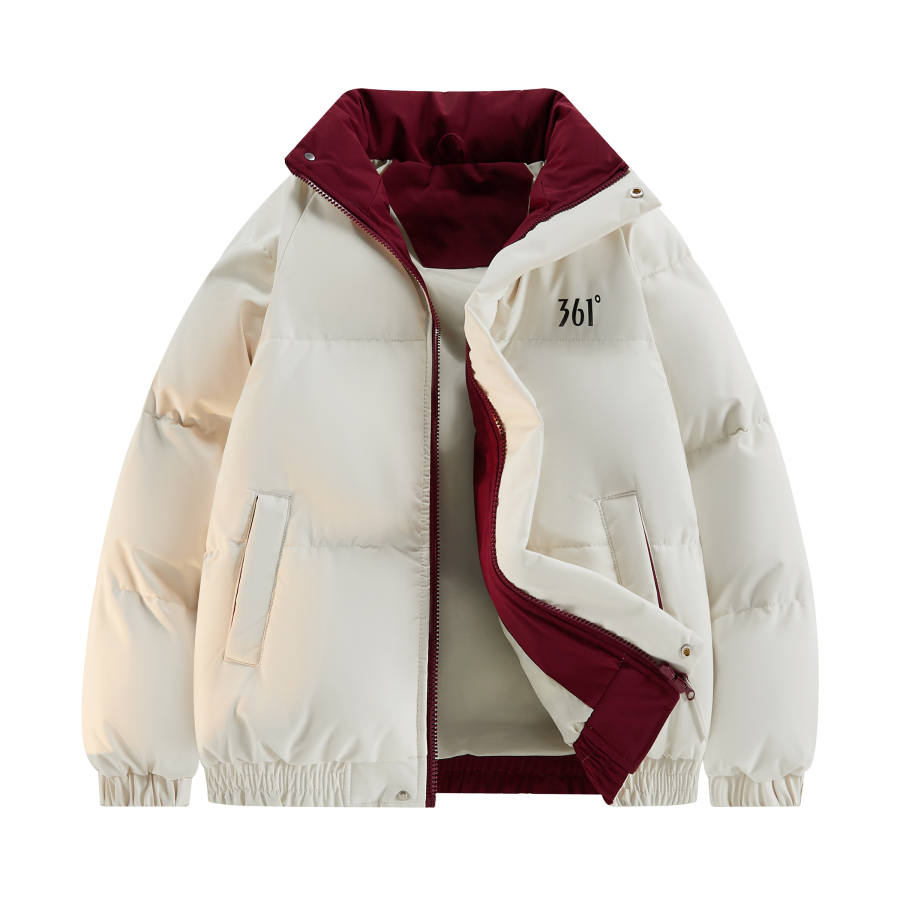 361° Puffer Jackets Unisex Frost White Stand Collar Thickened Puffer Jacket