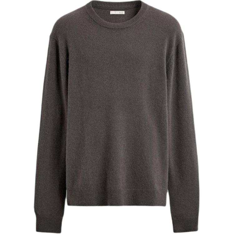 ZARA Knitwear Men's Dark Taupe Crew Neck Moderate