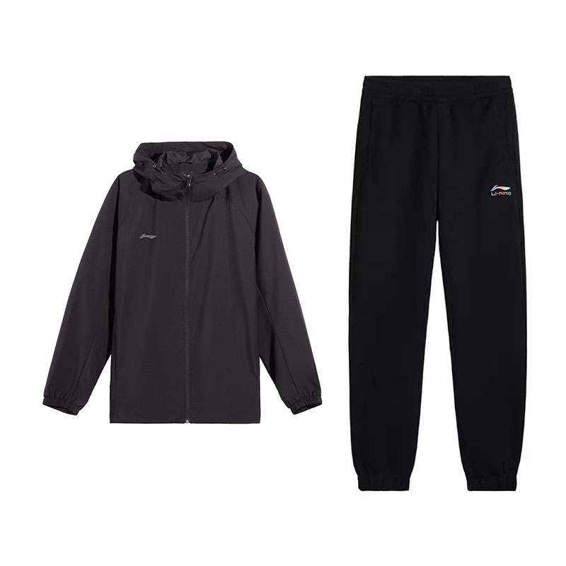 Li-Ning Li Ning Water Repellent Coat Thermal Comfortable Hooded Long Sleeved Trench Coat Fleece Lined Pants Casual Sportswear