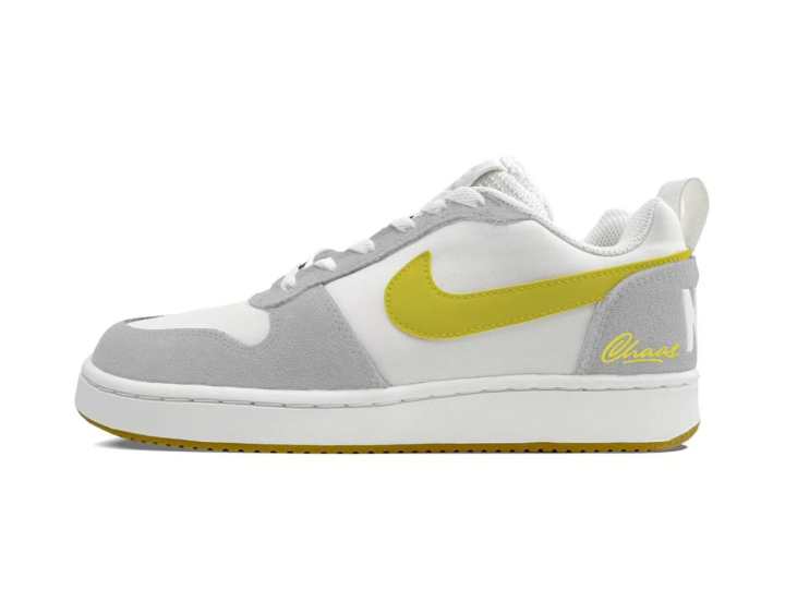 Nike Nike Court Borough Low Prem Flower Branch Custom, Soft Mist Sweet Mango Leather Versatile Abrasion Resistant Low top