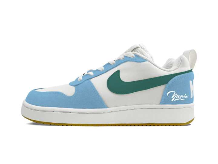 Nike Nike Court Borough Bountiful Branch Custom, Light Blue Sweet Buds Leather Versatile Abrasion Resistant Low top