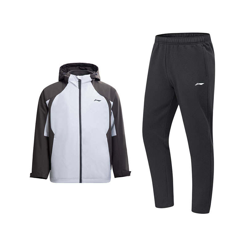 Li-Ning Li Ning Cardigan Hooded Polar Fleece Sweatshirt Trench Coat Fleece Lined Knitted Fabric Pants Casual Sportswear