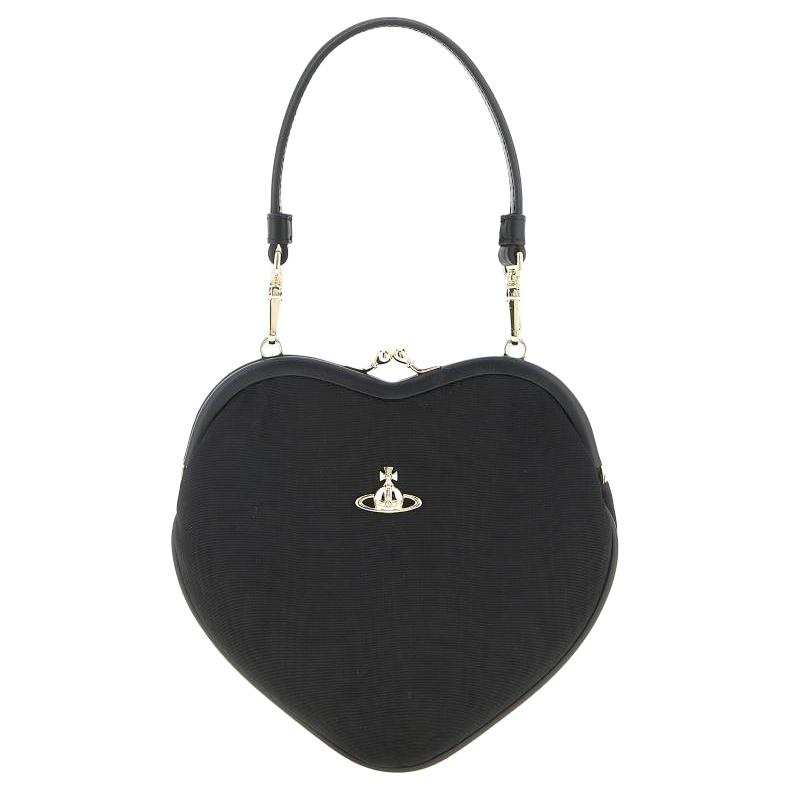 Vivienne Westwood Viscose Heart Shaped Bag, One Shoulder Handbag Women's Black