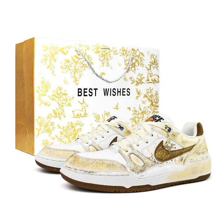 Nike Nike Full Force Sun God Coverage Low top Skateboard Shoes Men's White Gold