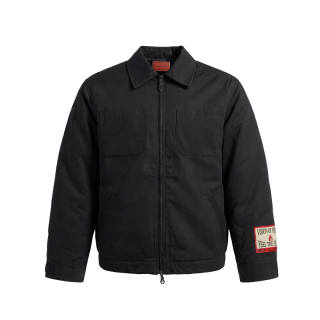 Vision Of Super | VOS Flame Embroidery Double Zippers Padded Coat Fleece Lined Loose Fit Workwear Jacket Unisex