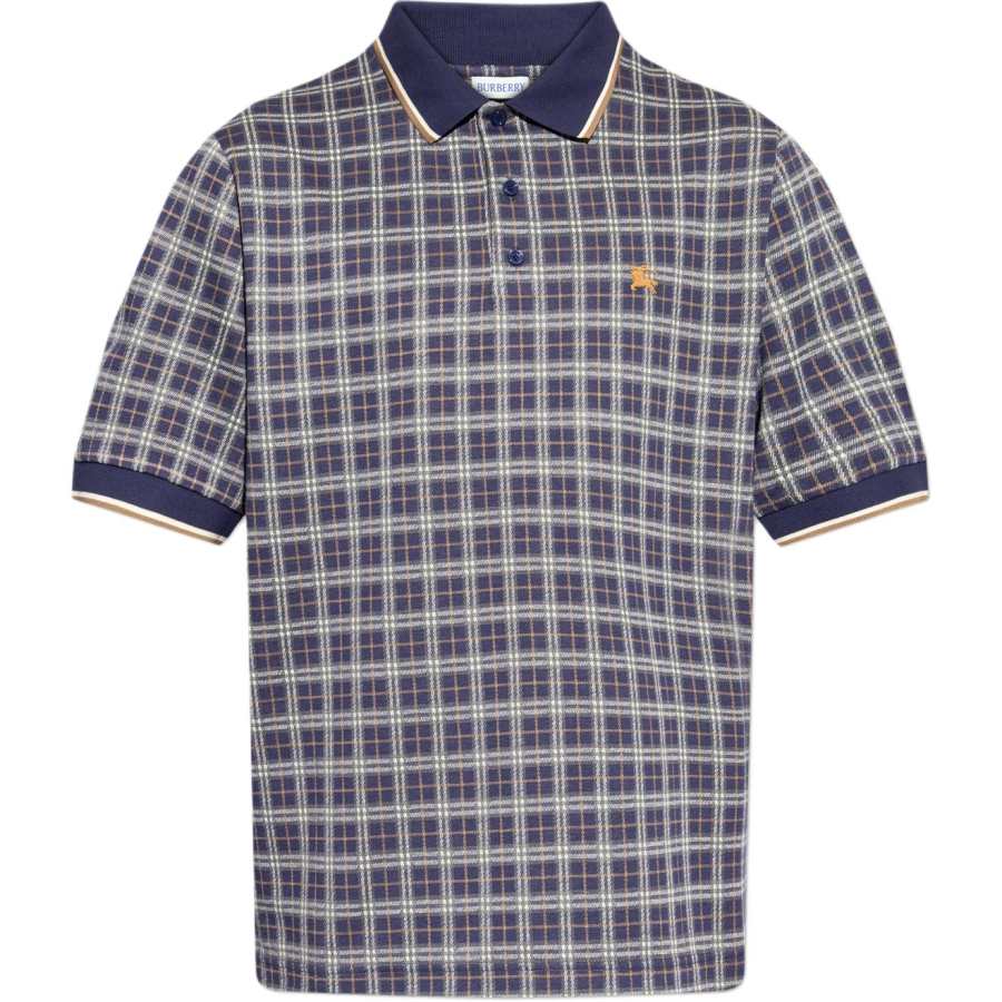 Burberry Ekd Embroidered Checked Short Sleeved Polo Shirt